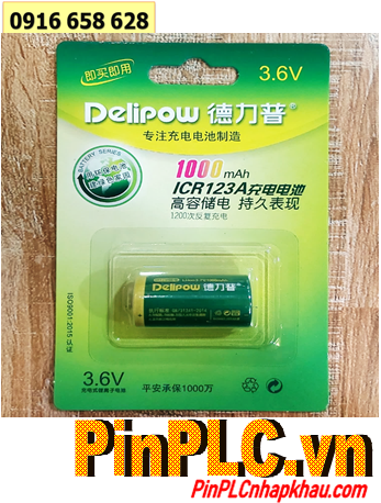 Delipow CR123A; Pin sạc 3.6v Lithium Delipow CR123A 1000mAh chính hãng _Bảo hành 01 tháng
